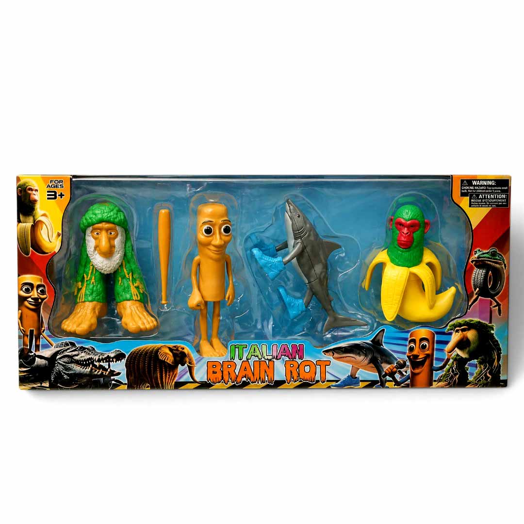 Italian Brain Rot Action Figure Toy Set – 12cm Funny Character Figures for Kids (4 Pieces) | Creative Play Collectible Toys