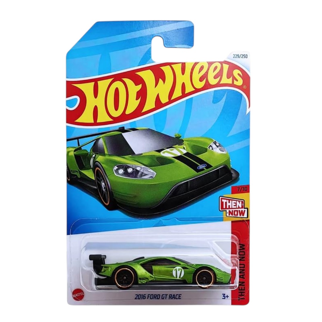 Hot Wheels 1:64 Scale 2016 Ford GT Race Die-Cast Car – Then and Now Series Collectible Model for Kids & Collectors