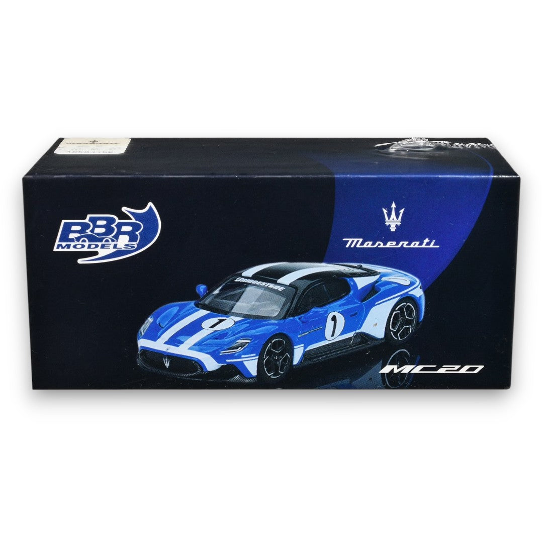 BBR Models 1:64 Maserati MC20 1 Die-Cast Model Car – Blue Racing Edition Collectible Sports Car Miniature for Collectors & Display