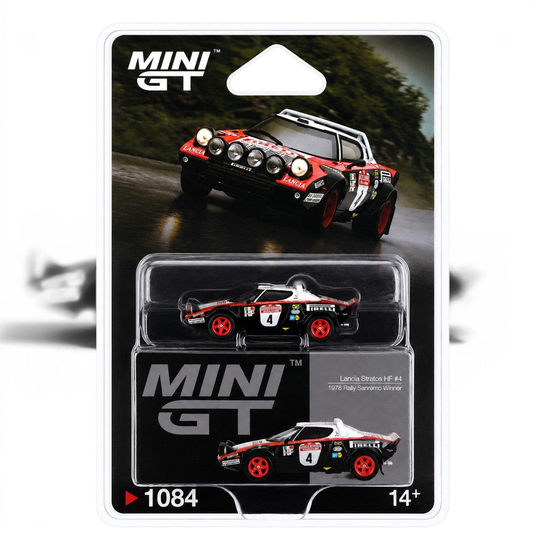 Mini GT 1:64 (Blister Pack) Lancia Stratos HF #4 1978 Rally Sanremo Winner Diecast Model Car | Collector Edition