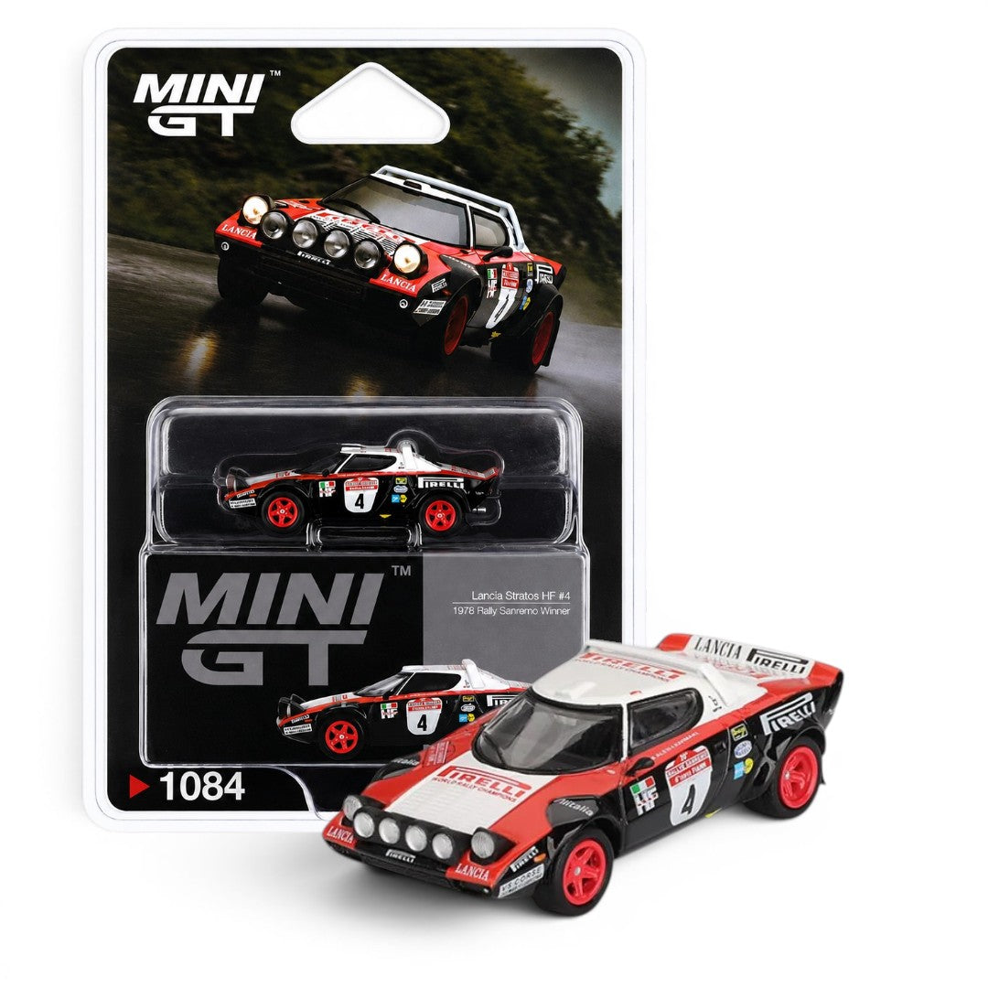 Mini GT 1:64 (Blister Pack) Lancia Stratos HF #4 1978 Rally
