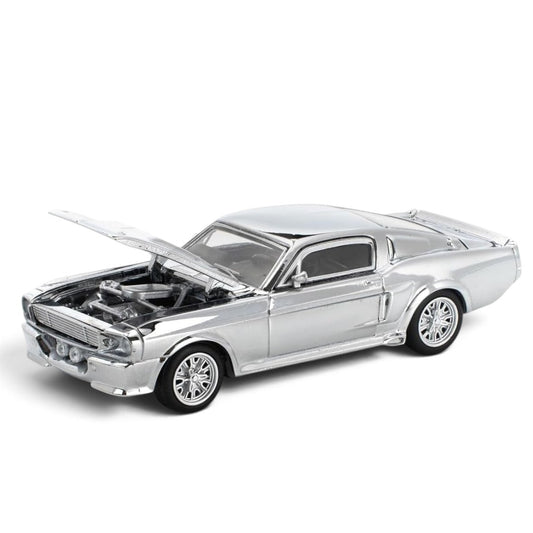 POP RACE 1:64 Shelby Mustang GT500 Chrome Silver PR64-312 | Official Licensed Diecast Model Car | BGX