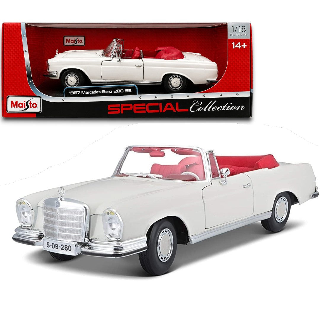 Maisto 1:18 1967 Mercedes-Benz 280 SE Convertible Die-Cast Model