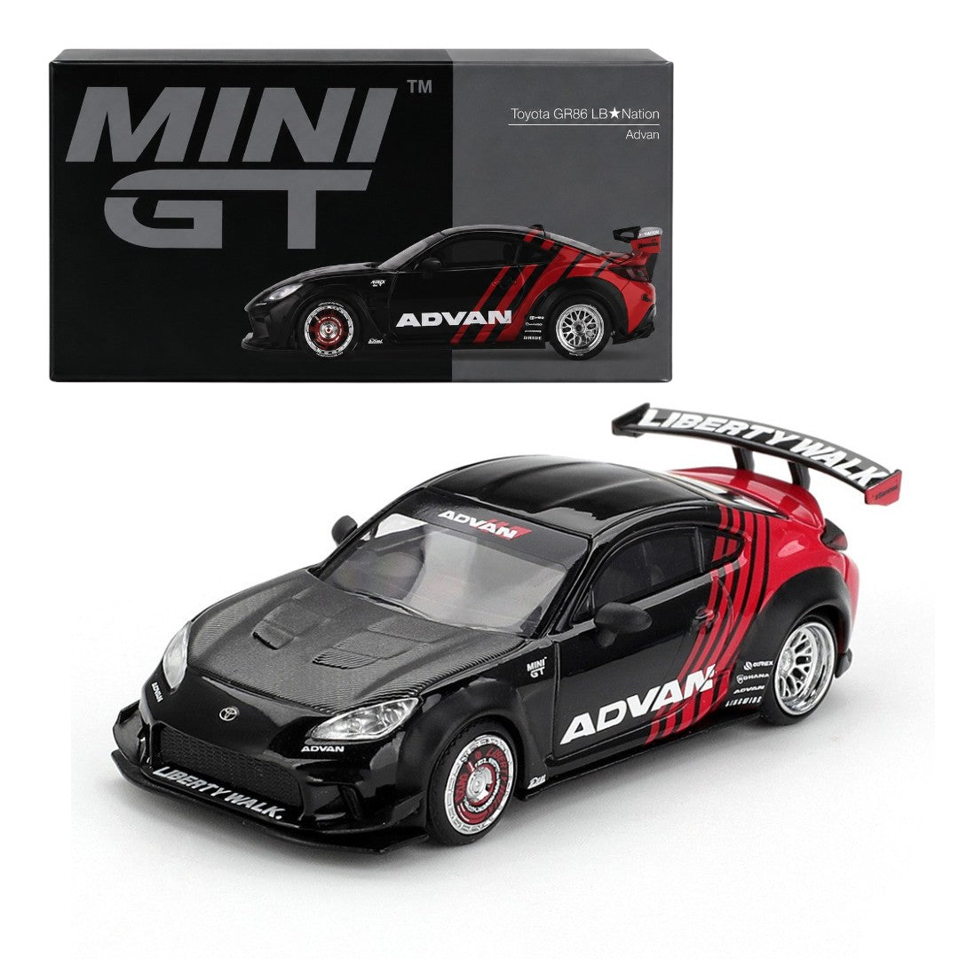 MINI GT AD VAN 1/64 スケール Mini GT 1:64 Toyota GR86 LB☆Nation Advan Diecast Model Car