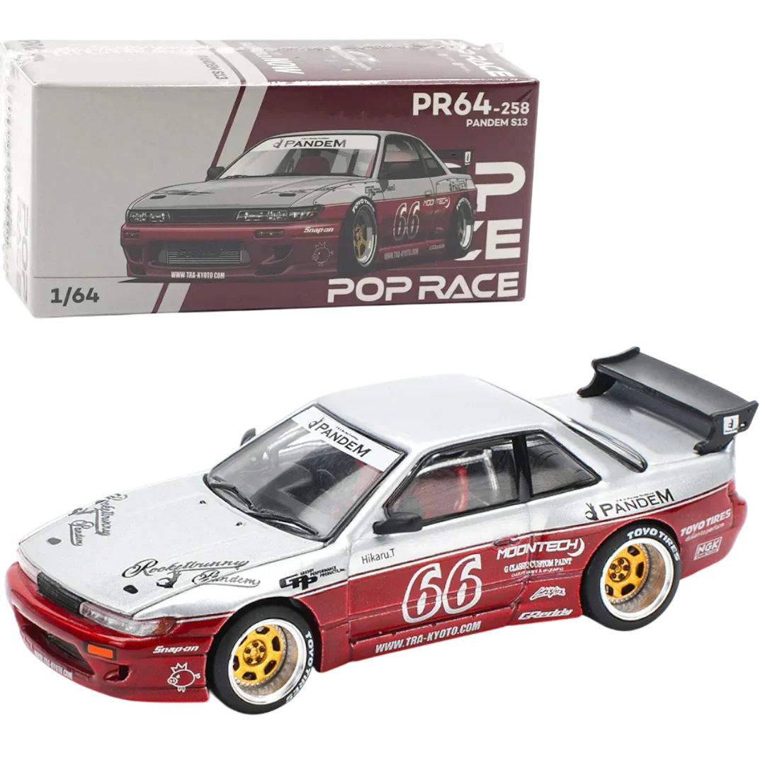 POP RACE Pandem Nissan Silvia S13 No.66 1:64 Die-Cast Car Model
