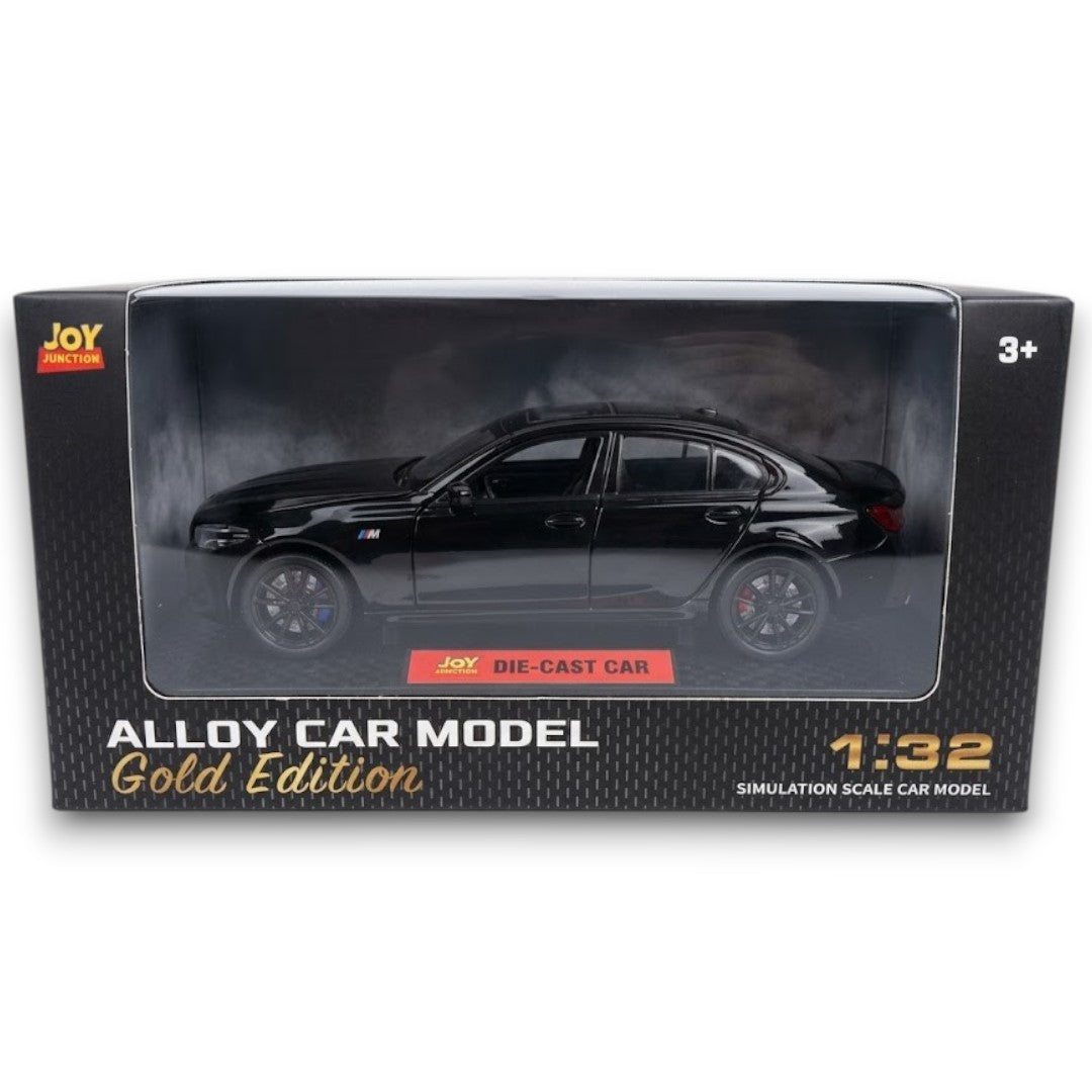 Joy Junction BMW 3 Series 1:32 Die-Cast Car Black – Alloy Metal Pullback Toy Car with Lights, Engine Sound & Opening Doors