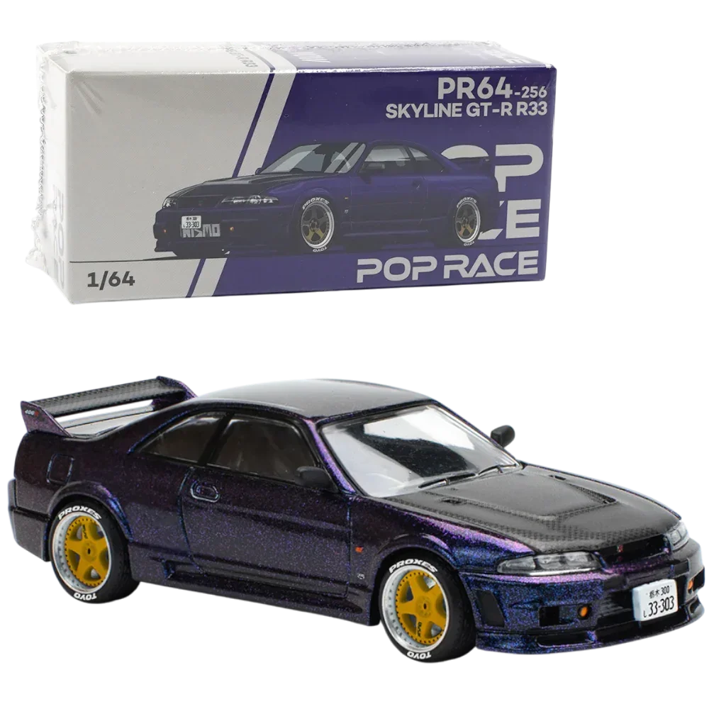 POP RACE Nissan Skyline GT-R R33 Purple 1:64 Die-Cast Car Model