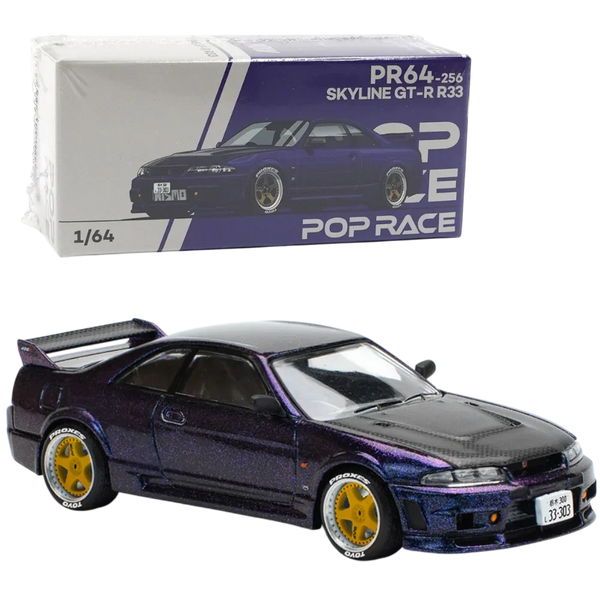 POP RACE Nissan Skyline GT-R R33 Purple 1:64 Die-Cast Car Model