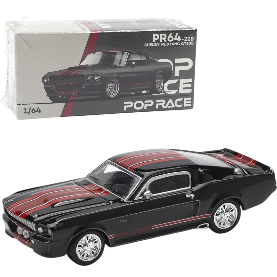 POP RACE Shelby Mustang GT500 Black 1:64 Die-Cast Car Model | PR64