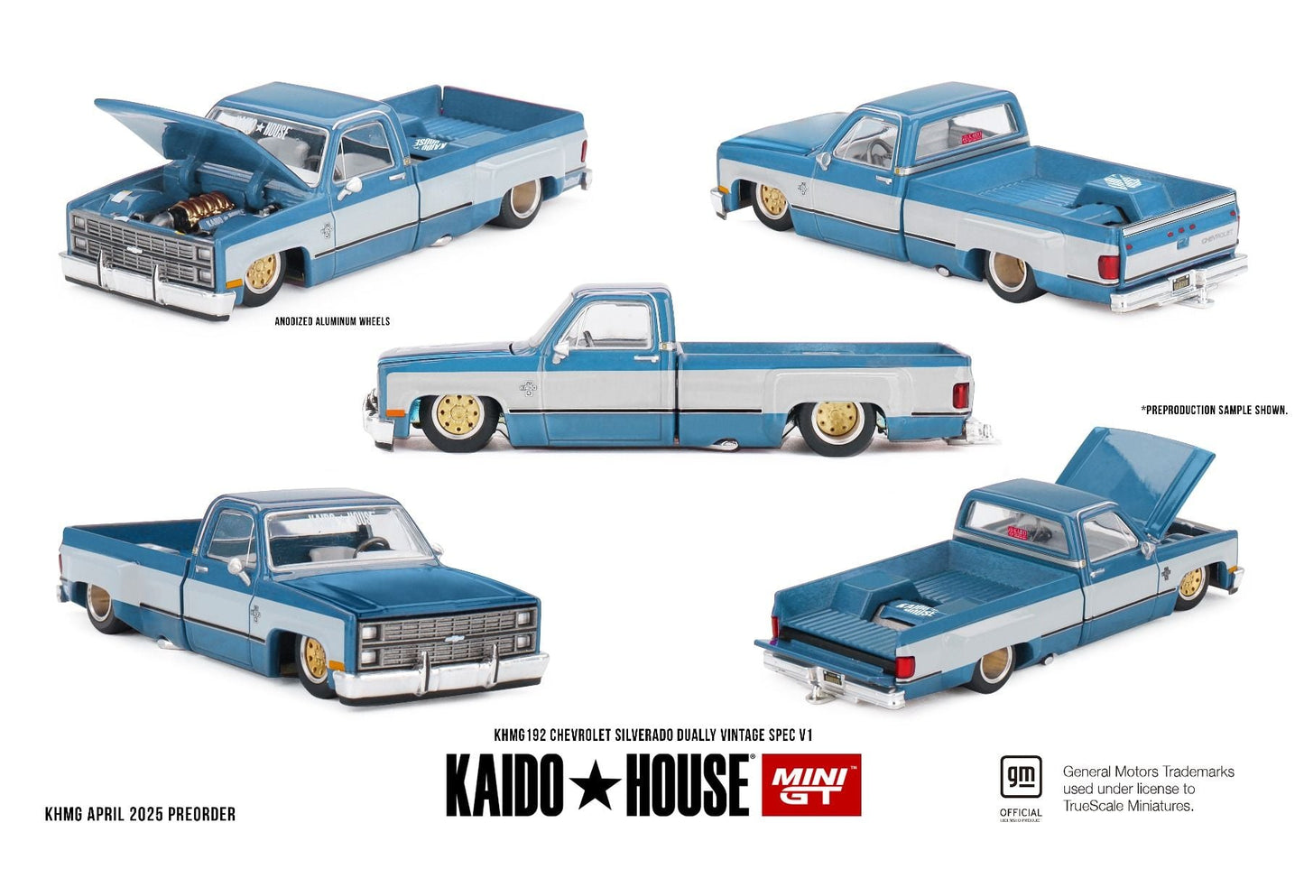 Kaido House x Mini GT Chevrolet Silverado Dually Vintage Spec V1 Diecast Truck – 1:64 Scale (KHMG192)