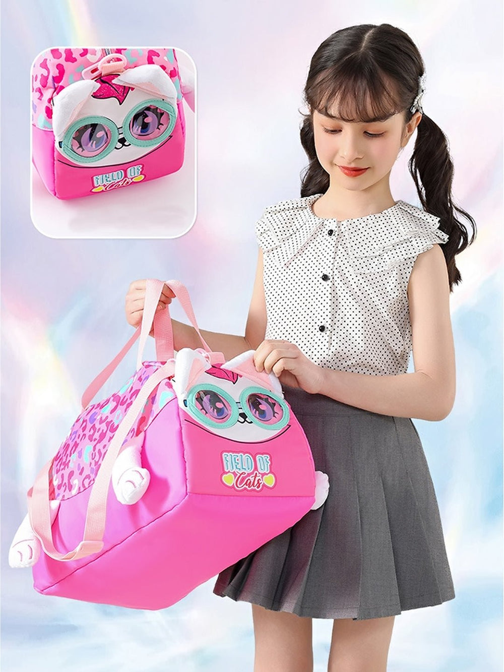 Vest Cute Cat Kids Duffle Bag β Cartoon Travel & Sports Bag for Kids (44 cm)
