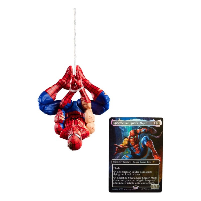 Marvel Legends Magic: The Gathering Battle-Damaged Spider-Man Action Figure | 15 cm Collectible with Exclusive Foil Card