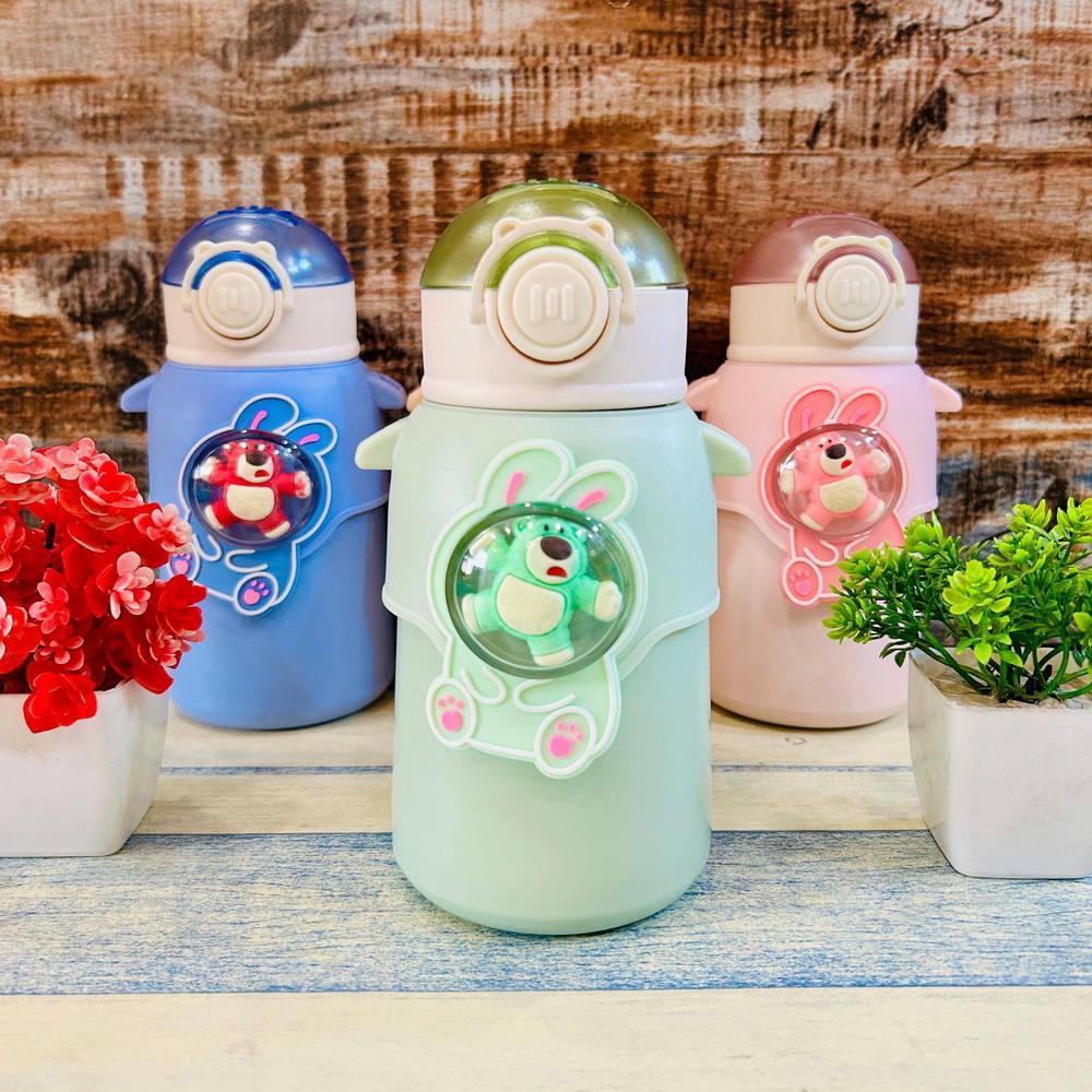 Happy Baby Bear Stainless Steel Water Bottle For Kids 600 ML (Green) - Jaiman Toys