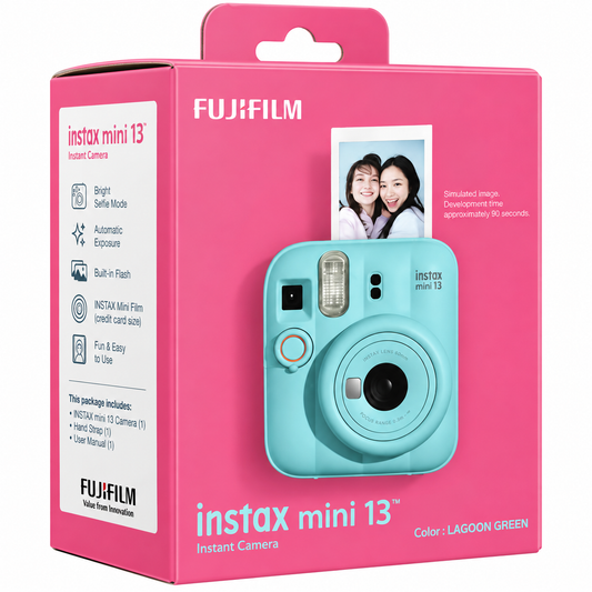 Fujifilm Instax Mini 13 Instant Camera – Auto Exposure | Selfie Timer | Compact Instant Film Camera- Lagoon Green