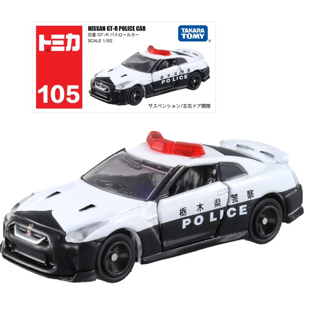 Tomica 105 Nissan GT-R Police Car- TAKARA TOMY -Diecast Scale Model Car - 1/62 - Jaiman Toys