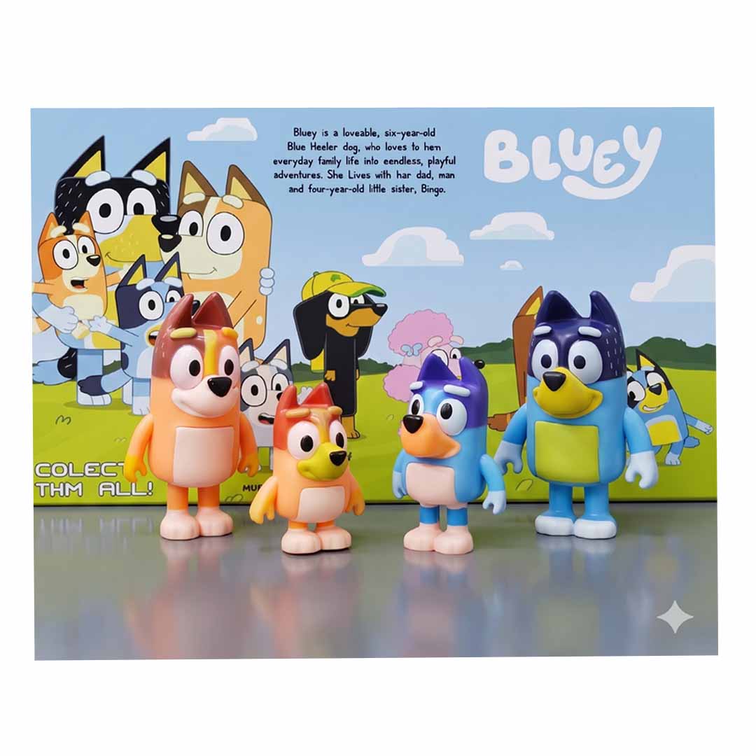 Bluey Family Figure Set – Bluey, Bingo & Friends Character Toys for Kids | Collectible Cartoon Playset