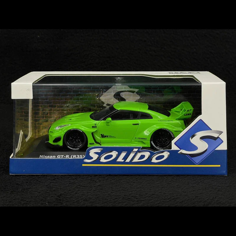 Solido 1:43 Nissan GT-R (R35) Liberty Walk Body Kit 2020 – Acid Green Diecast Model Car | S4311207