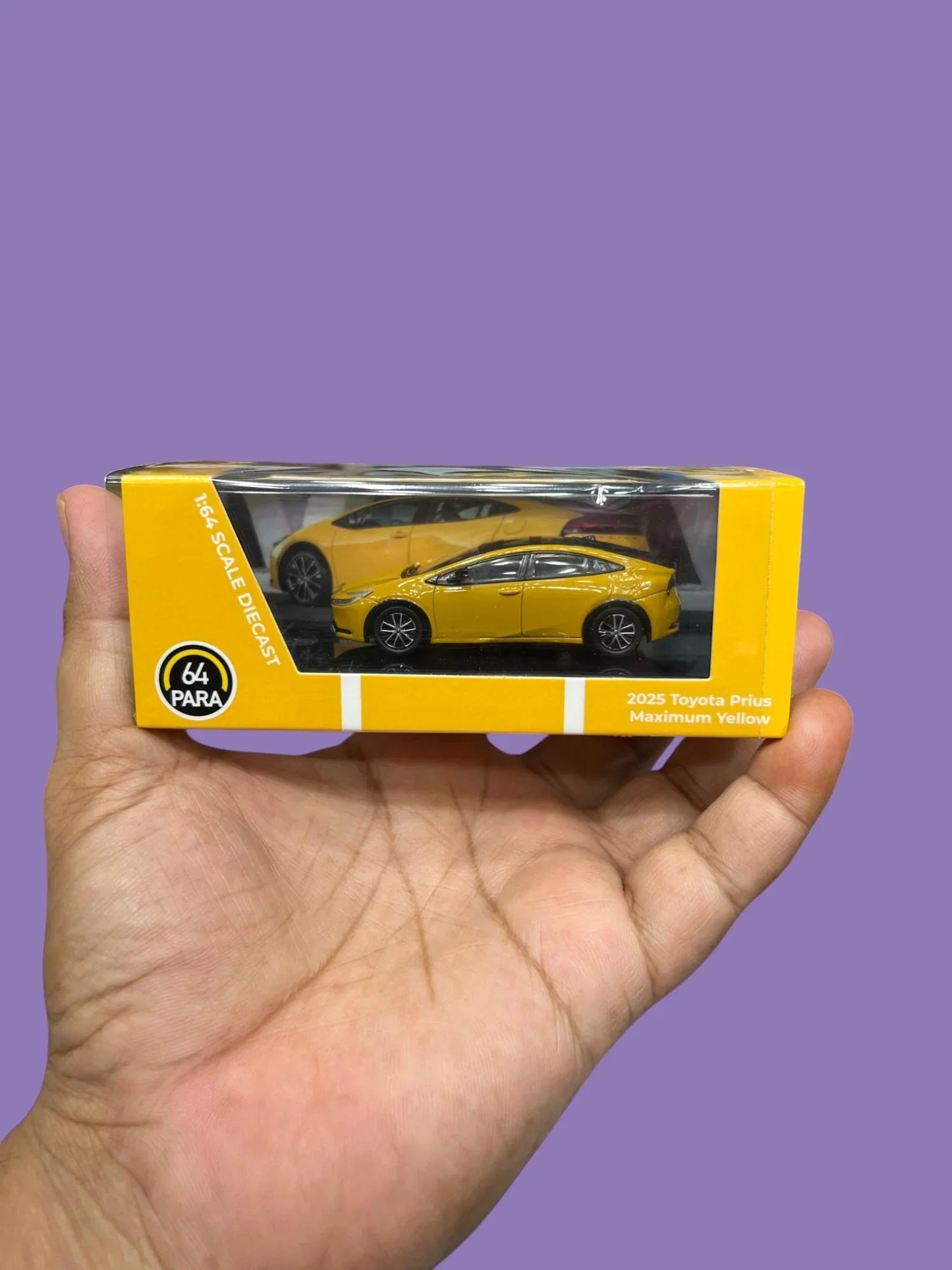 Para64 1:64 Scale Diecast Model Car- 2025 Toyota Prius Maximum Yellow - Jaiman Toys