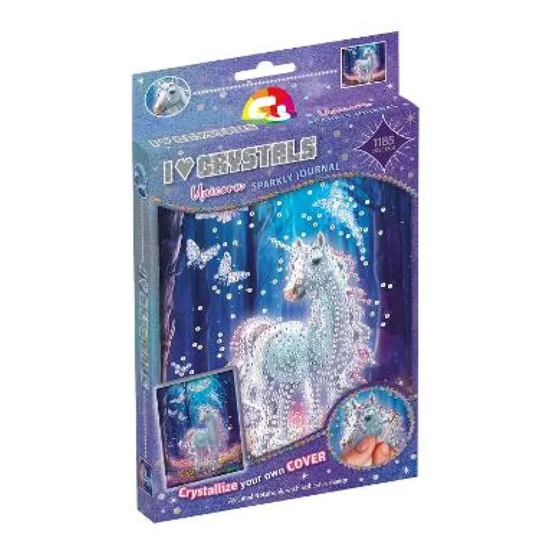 I Love Crystals Unicorn Sparkly Journal | Glitter Diary for Kids