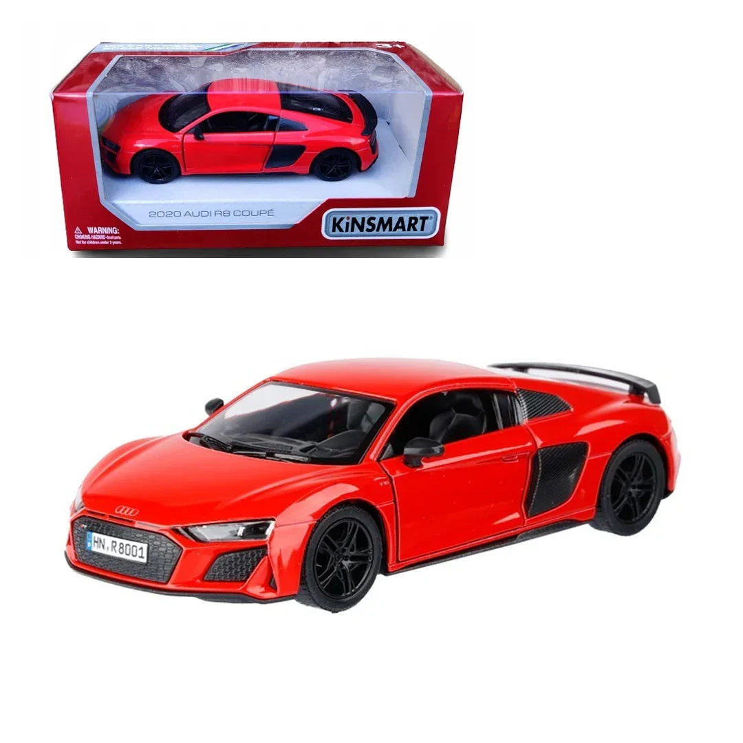 KiNSMART 2020 Audi R8 Coupe – 1:36 Scale Die-Cast Model Car Set – 5-Inch Pullback Toy Cars - Red - Jaiman Toys