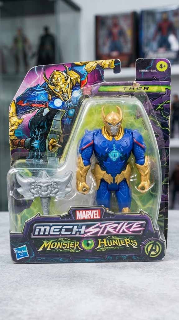 (Damaged pack) Marvel Mech Strike Monster Hunters Thor Action Figure with Hammer Accessory 6inch | Super Hero Collectible Toy for Kids 4+