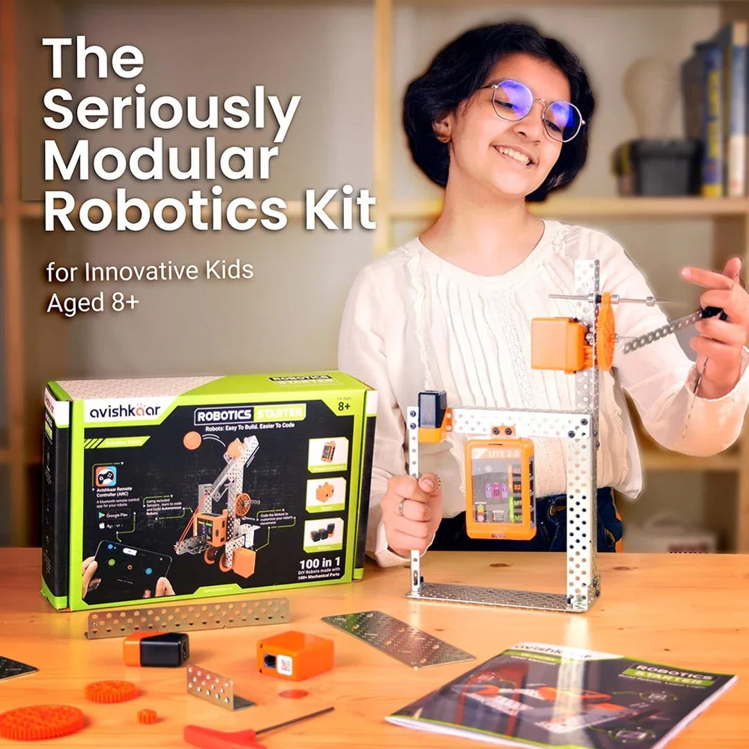 Avishkaar Robotics Starter Kit | 100-in-1 STEM Robotics & Coding Kit for Ages 8+