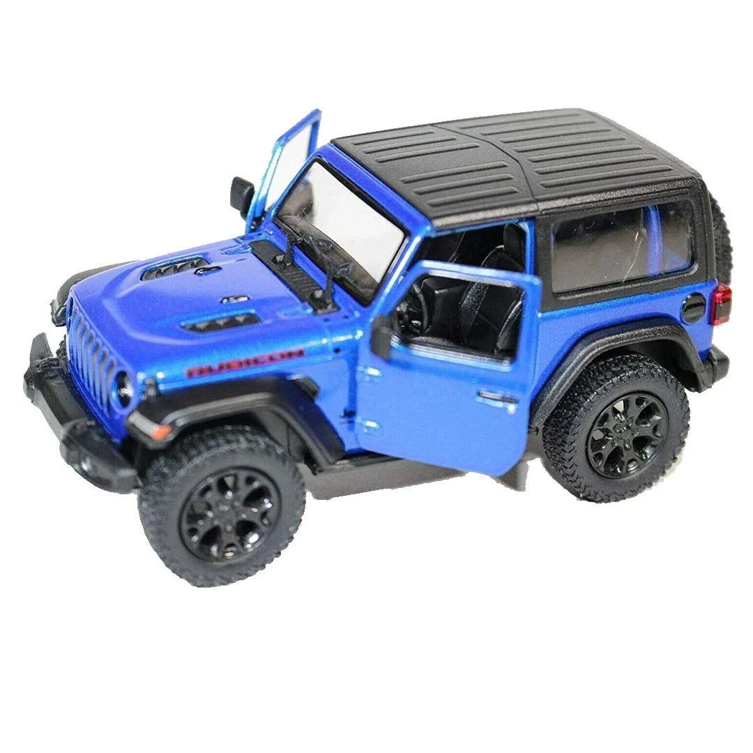 KiNSMART KT5412WB 2018 Jeep Wrangler Rubicon – 1:34 Scale Die-Cast Model Toy Car - Blue - Jaiman Toys