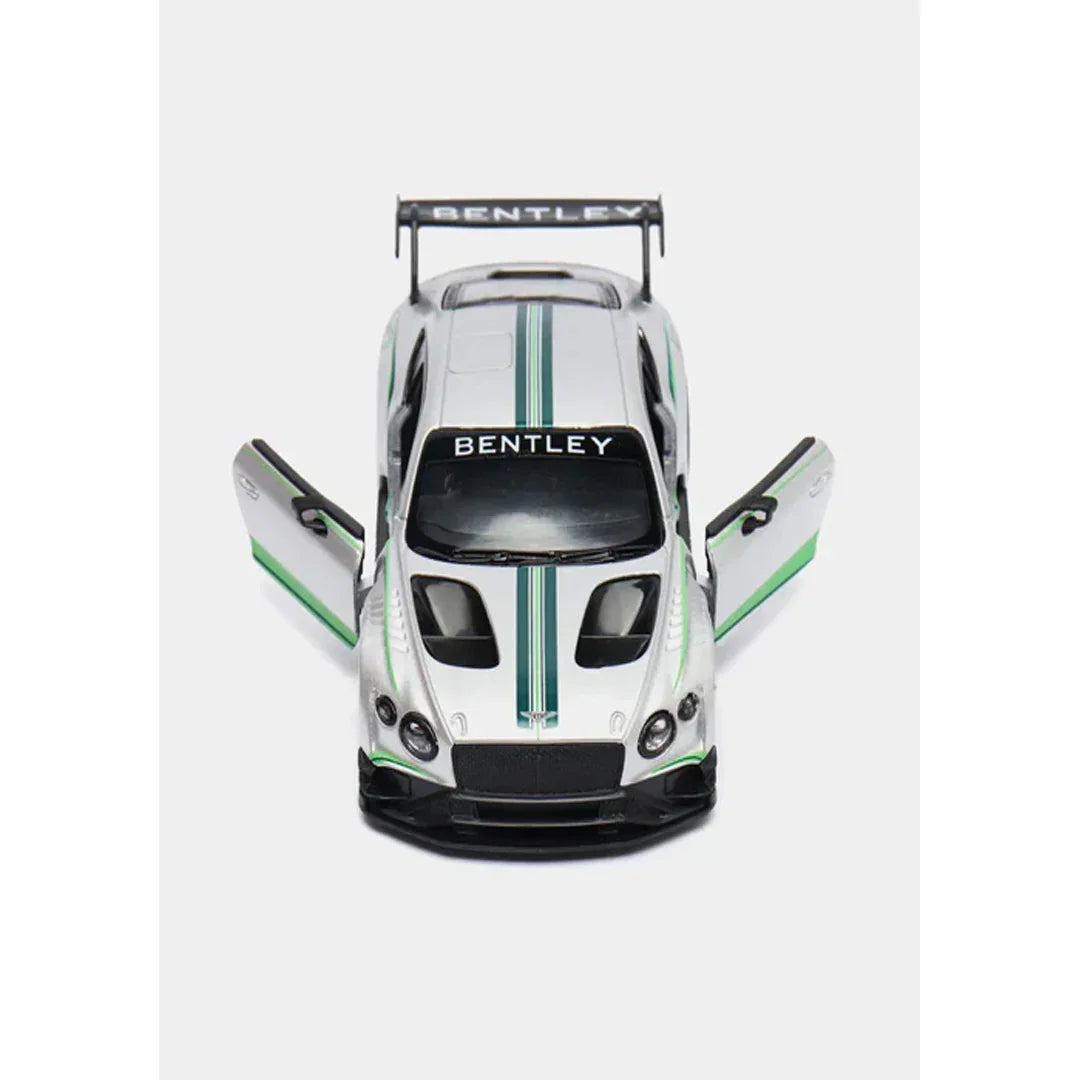 KiNSMART 2018 Bentley Continental GT3 – 1:38 Scale Die-Cast Model Car – Pullback Action Collectible - Silver - Jaiman Toys
