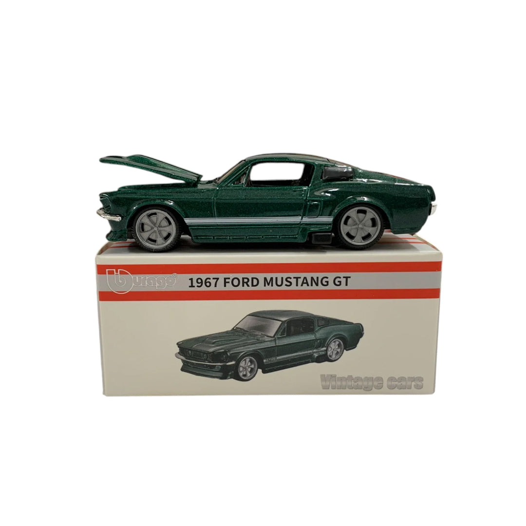 Bburago 1967 Ford Mustang GT Green 1:64 Die-Cast Vintage Model Car