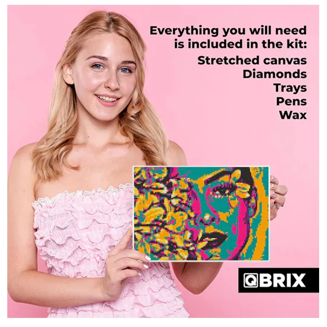 QBRIX A4 Diamond Painting Pop-Art (Medium) 22000 Crystals| DIY Mosaic Art Craft Kit