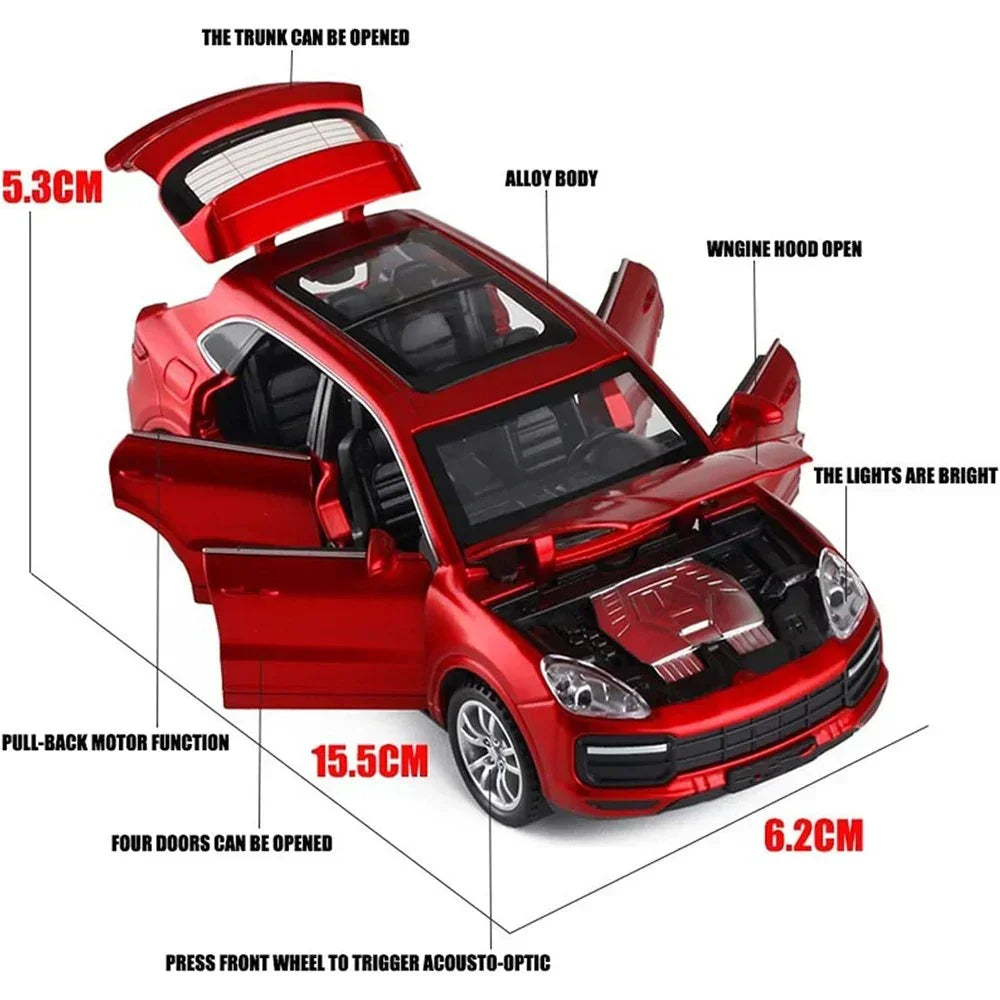 Porsche Cayenne 1:32 Diecast Metal Toy Car – Pull Back Model with Light, Sound & Openable Doors - Jaiman Toys