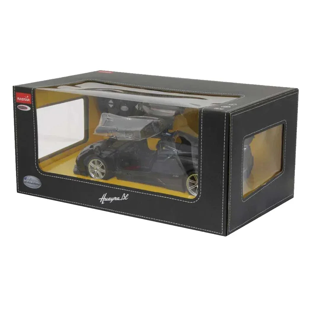 RASTAR 1:14 Scale Pagani Huayra BC Remote Control Car – Officially Licensed RC Supercar with Functional Gullwing Doors, LED Lights & 2.4GHz Precision Control (Black) - Jaiman Toys