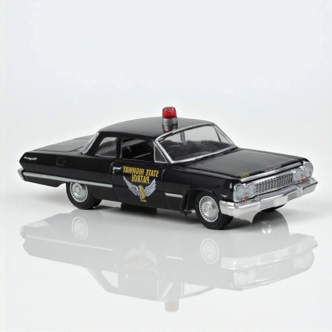 1963 Chevrolet Biscayne Black "Ohio State Highway Patrol" "Hot Pursuit" Series 43 Diecast Model Car by Greenlight