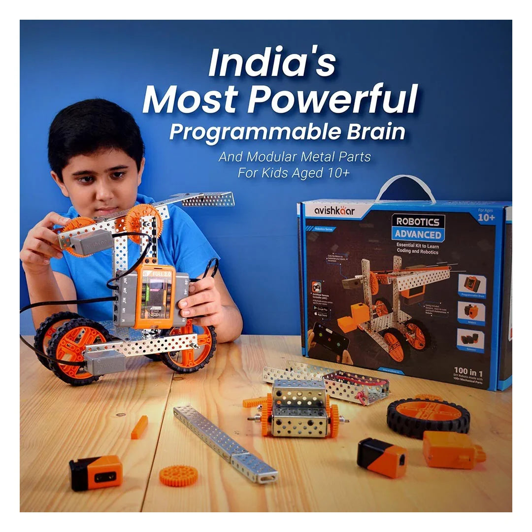 Avishkaar Robotics Advanced Kit | 150-Model STEM Coding & Robotics Set for Ages 10+