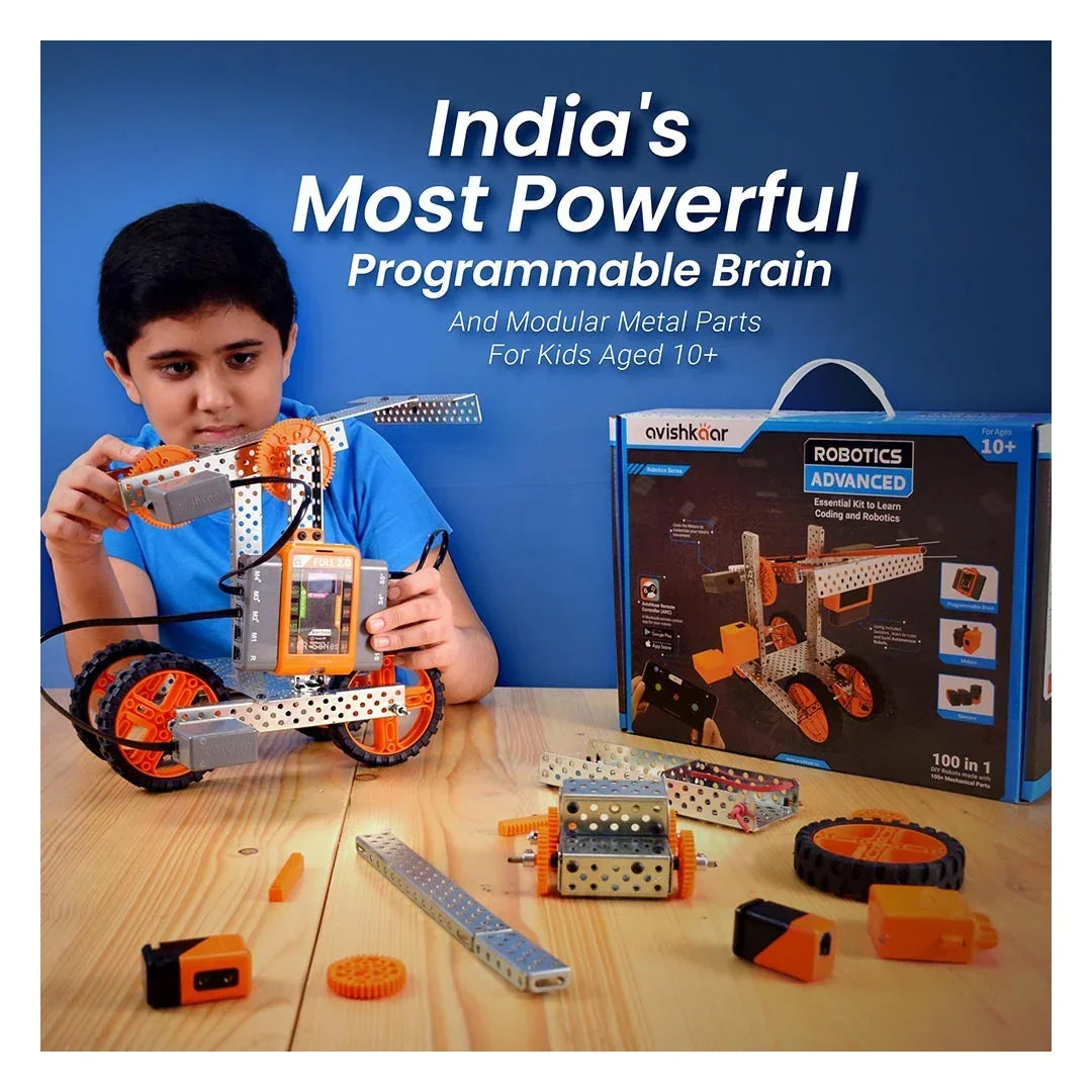Avishkaar Robotics Advanced Kit | 150-Model STEM Coding & Robotics Set for Ages 10+