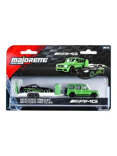 Majorette 1:64 Mercedes-AMG Deluxe Trailer G63 & GT63 Die-Cast Car Transporter Set