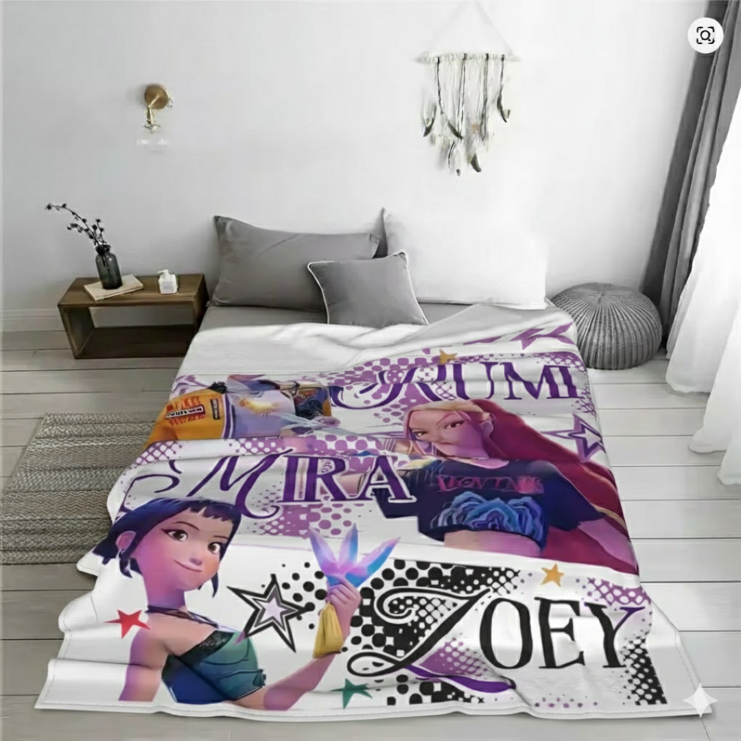 Kids Printed Blanket 150×200 cm | Extra-Large Soft & Cozy K-Pop Demon Hunters Design Huntrix Blanket