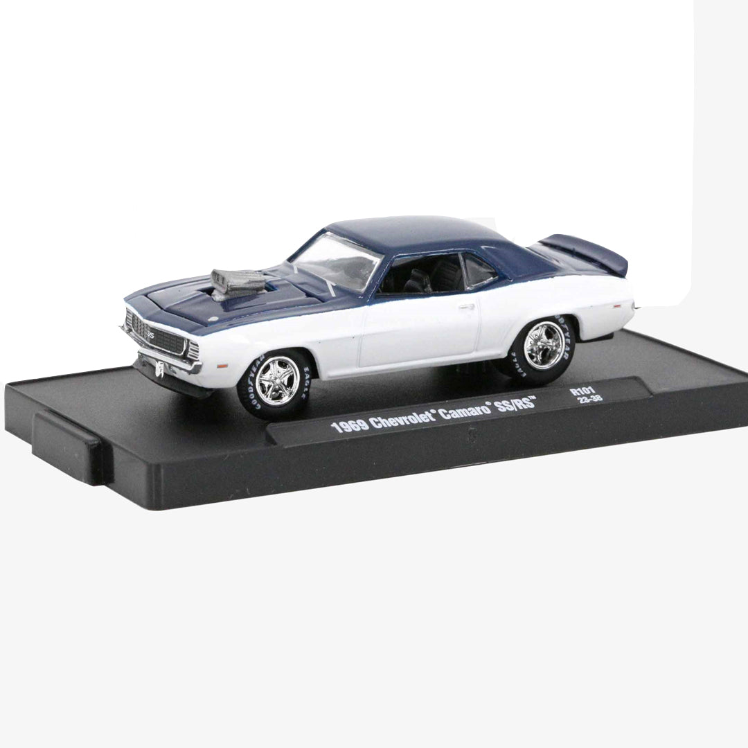 M2 Machines 1969 Chevrolet Camaro SS/RS 1:64 Die-Cast Muscle Car with Display Base