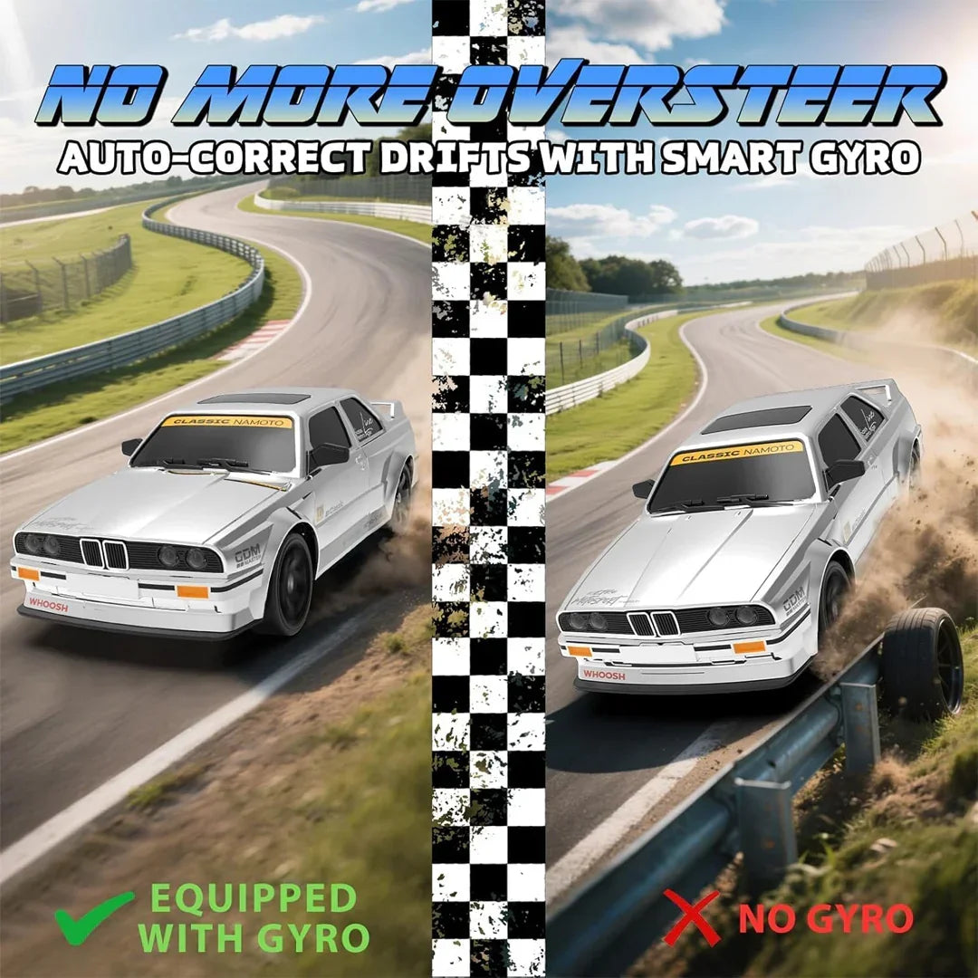 WHOOSH DC162A BMW E30 1:16 RC Drift Car | 4WD High-Speed 50km/h Racing Car with ESP Gyro (RTR) - Black