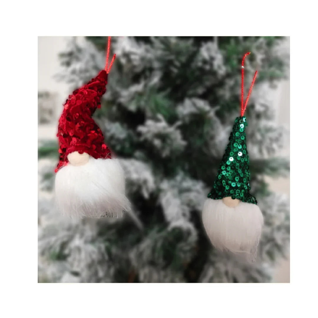 SWEN Gnomo Sparkling Gnome Ornaments – 1 Pair | Whimsical Festive Decorations for Christmas Trees