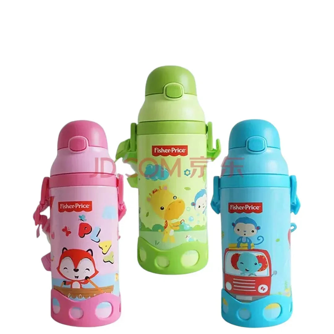 Fisher-Price Kids Water Bottle with Straw & Strap – 500ml, Insulated for Hot & Cold Drinks, Perfect for Toddlers 12 Months+ - Blue - Jaiman Toys