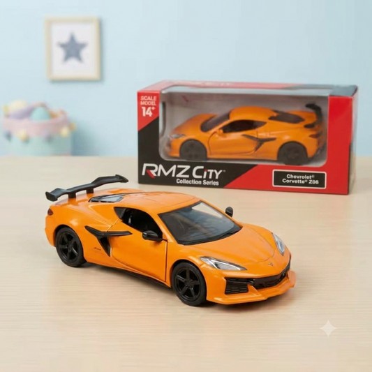RMZ City Chevrolet Corvette Z06 1:32 Scale Die-Cast Model Car – With 2 Variants Collectible Car with Opening Doors, Pull-Back Action