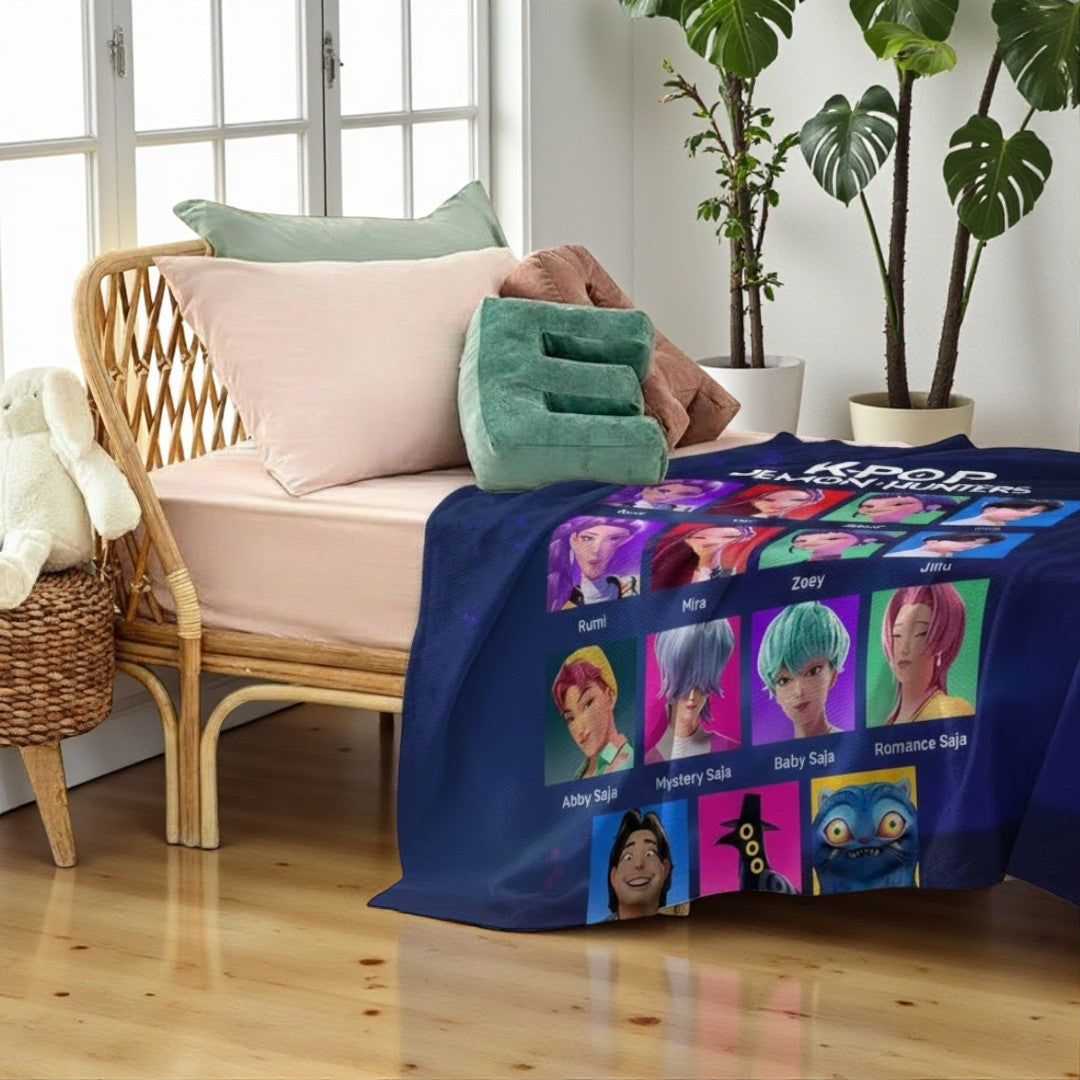 Kids Printed Blanket 150×200 cm | Extra-Large Soft & Cozy K-Pop Demon Hunters Blanket