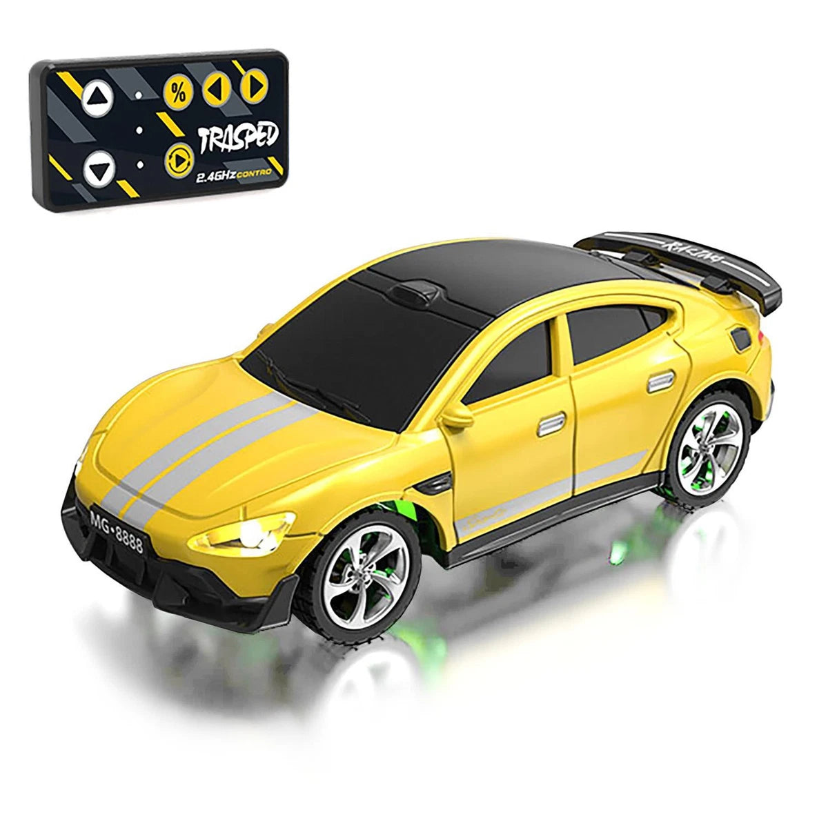 Trasped 1:64 Alloy RC Car 507 – 2.4GHz Remote Control Metal Model Car with Speed Regulating | Yellow