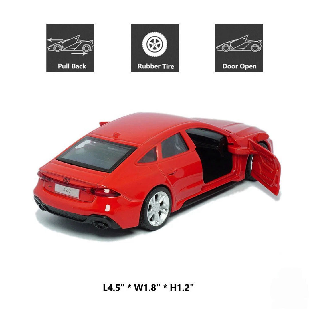 MSZ 1:43 Audi Rs 7 SportBack Die-Cast Model Car – Red | Pull Back, Openable Doors (67711)