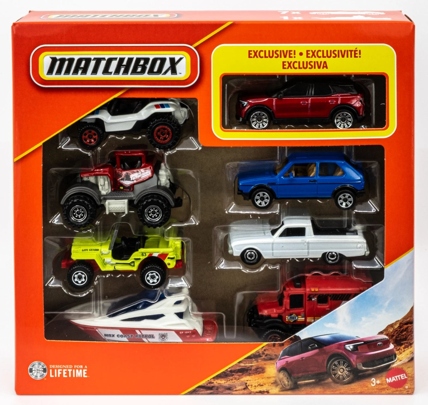 Matchbox 1:64 8-Pack Diecast Cars Set β Includes Exclusive 2024 Ford Explorer BEV Rapid Red Metallic