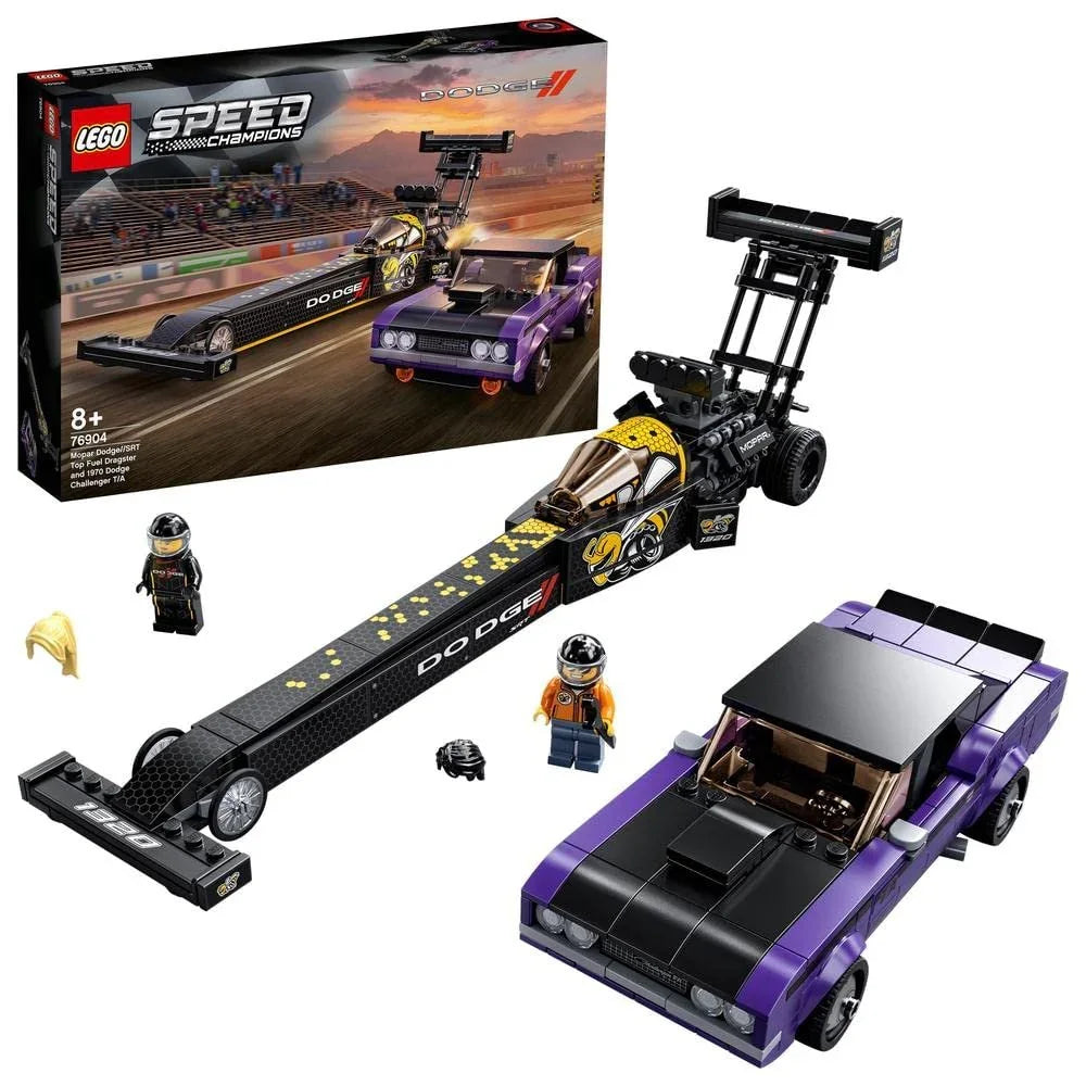 LEGO 76904 Speed Champions Mopar Dodge SRT Top Fuel Dragster&1970 Dodge Challenger T/A,Multicolor, 627 Pcs\ - Jaiman Toys