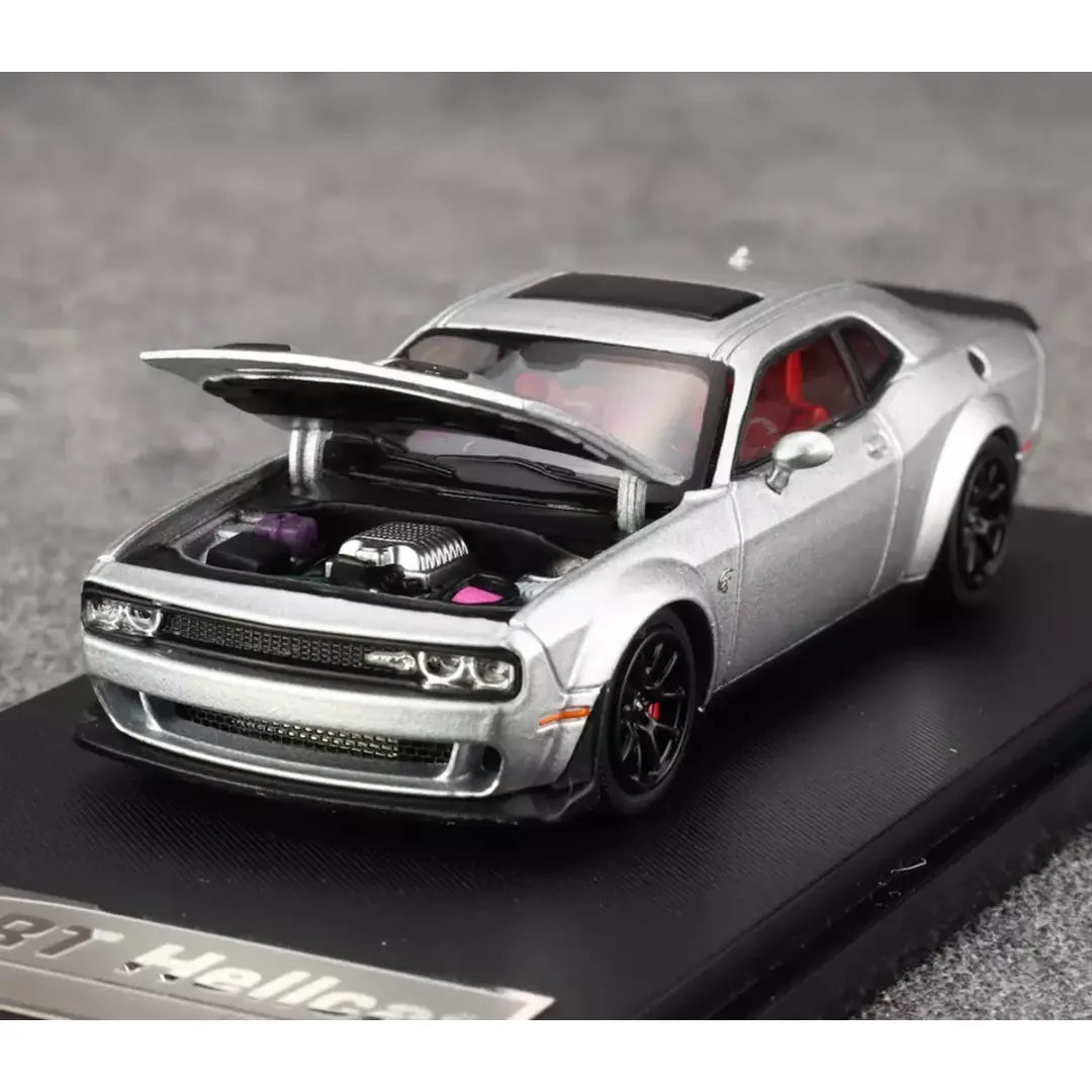 Stance Hunters 1:64 Dodge Hellcat SRT Convertible Silver Diecast Car Model Collectible