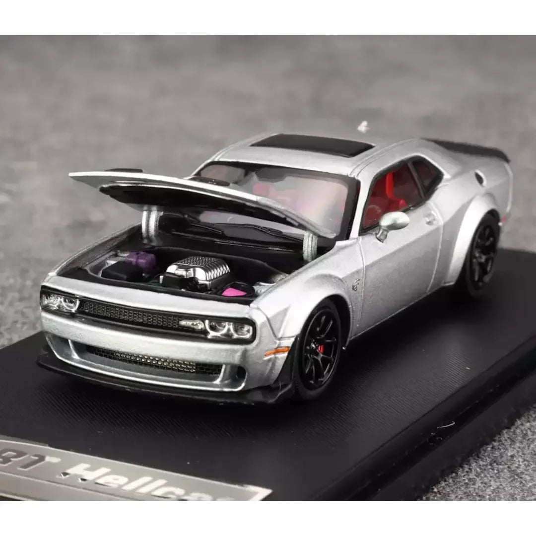 Stance Hunters 1:64 Dodge Hellcat SRT Convertible Silver Diecast Car Model Collectible