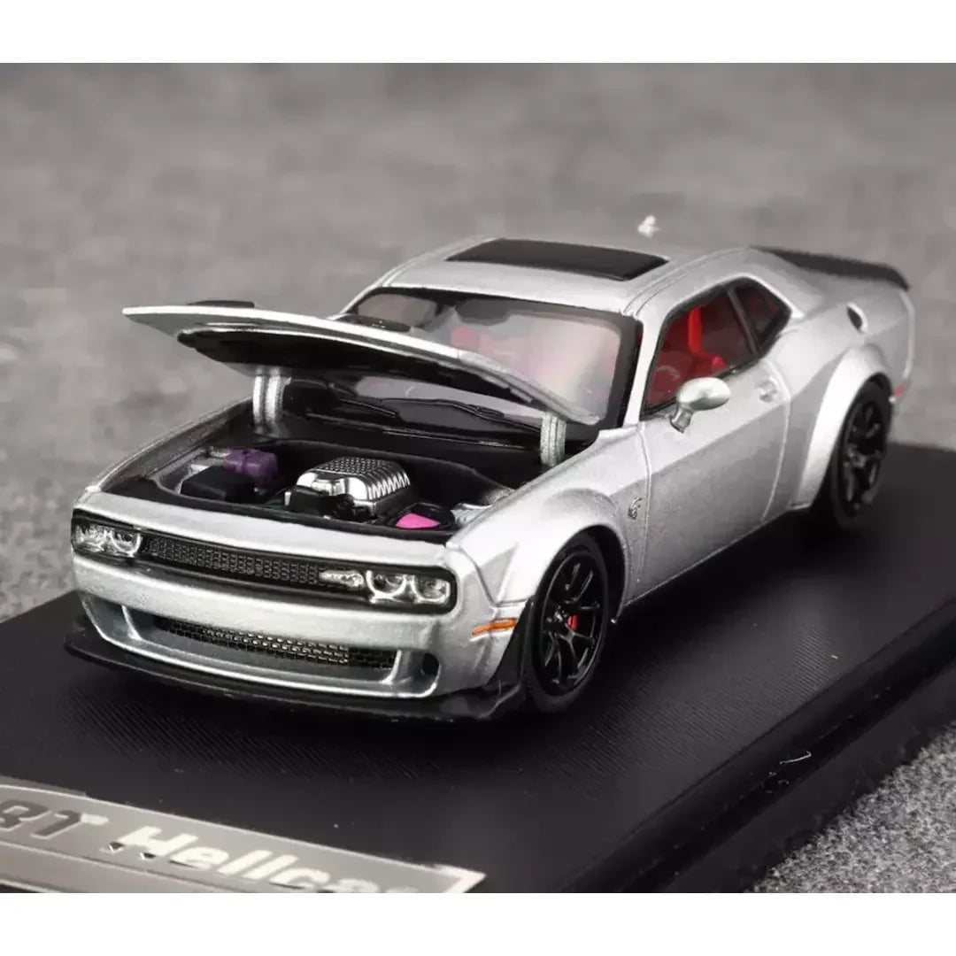 Stance Hunters 1:64 Dodge Hellcat SRT Convertible Silver Diecast Car Model Collectible
